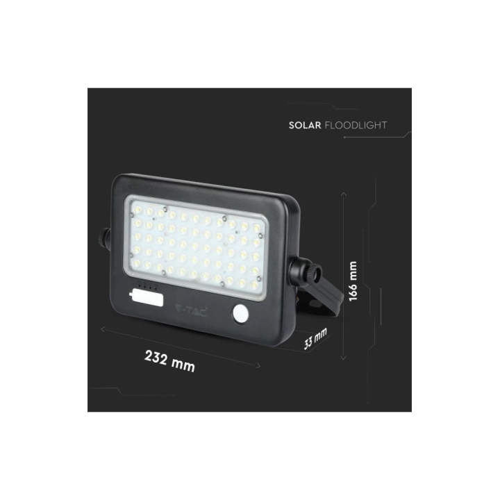 10W LED solcelleprojektør med sensor – 1100 lm, 4000K, IP65