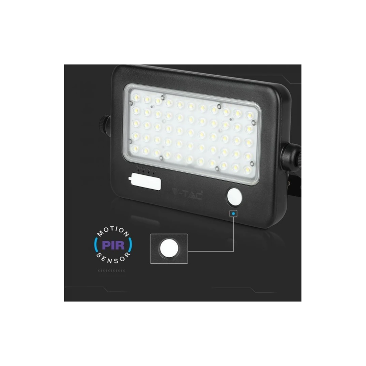 10W LED solcelleprojektør med sensor – 1100 lm, 4000K, IP65