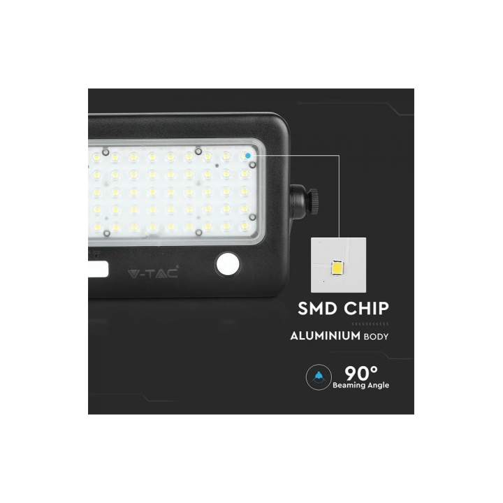 10W LED solcelleprojektør med sensor – 1100 lm, 4000K, IP65