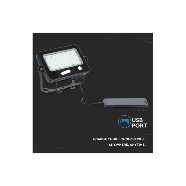 10W LED solcelleprojektør med sensor – 1100 lm, 4000K, IP65