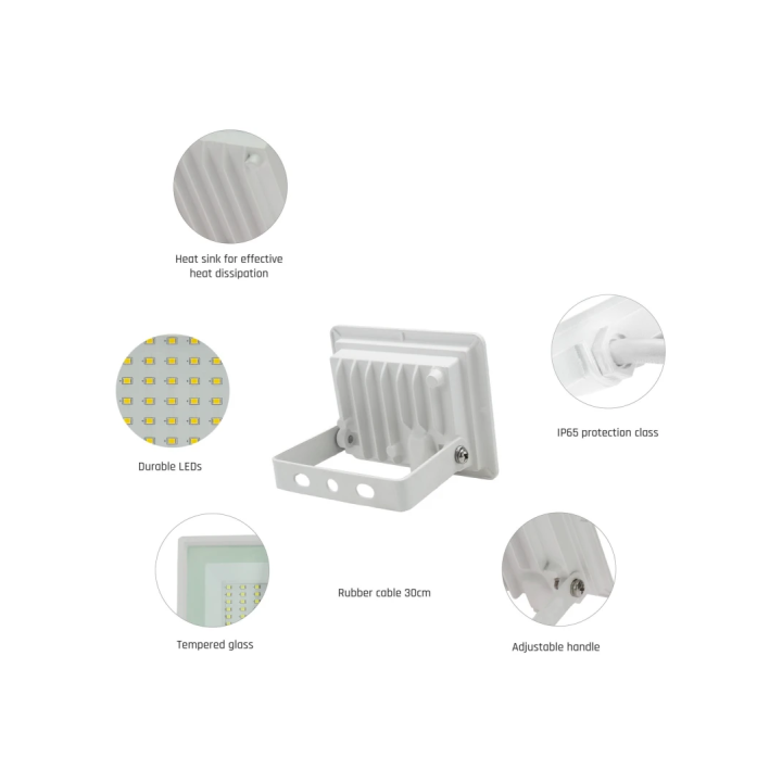 10W LED projektør – hvid, 4000K, IP65