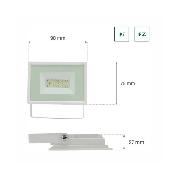 10W LED projektør – hvid, 4000K, IP65
