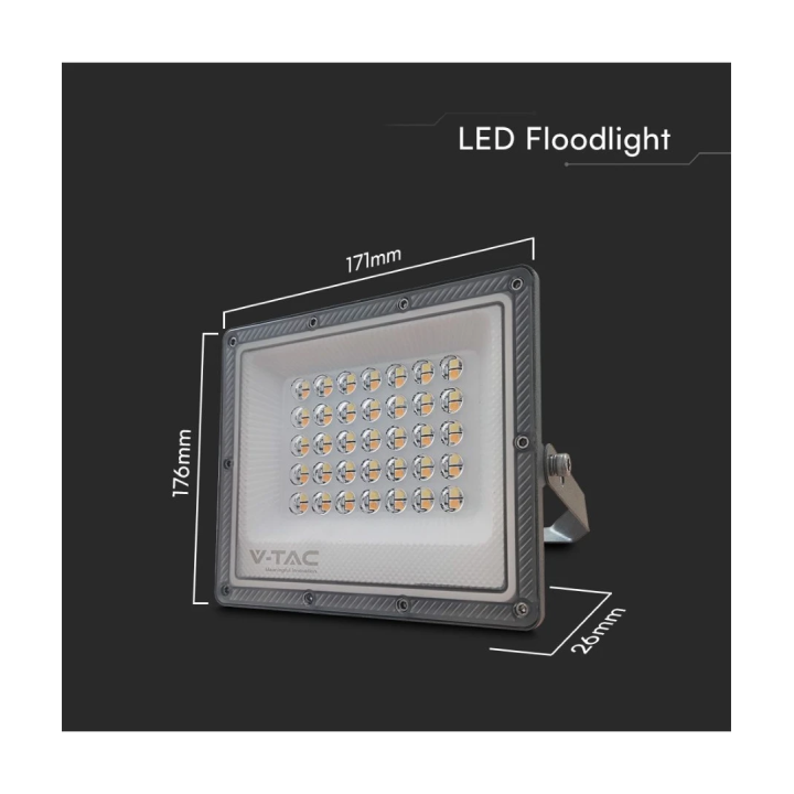 30W LED projektør med 3 lysfarver – grå, IP65