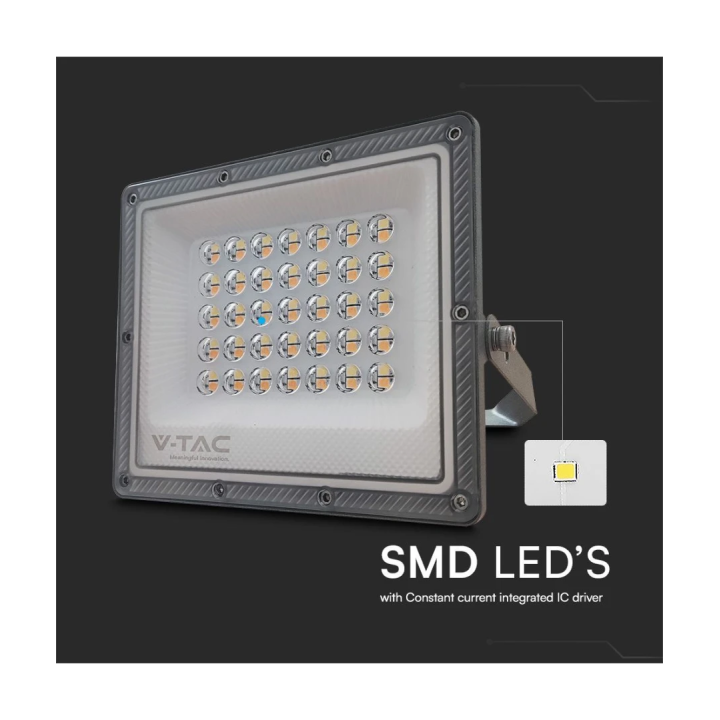 30W LED projektør med 3 lysfarver – grå, IP65