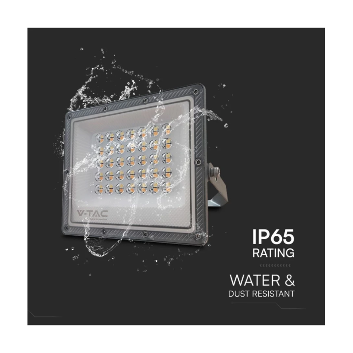 30W LED projektør med 3 lysfarver – grå, IP65