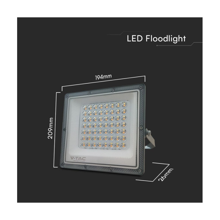 50W LED projektør med 3 lysfarver – grå, IP65