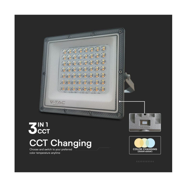 50W LED projektør med 3 lysfarver – grå, IP65