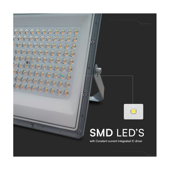 100W LED projektør med 3 lysfarver – grå, IP65
