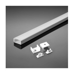 Hvid påbygningsprofil til LED bånd, 2 m – 17,4 × 7 mm