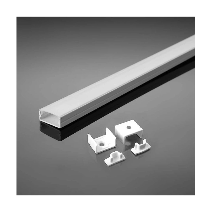 Hvid påbygningsprofil til LED bånd, 2 m – 17,4 × 7 mm